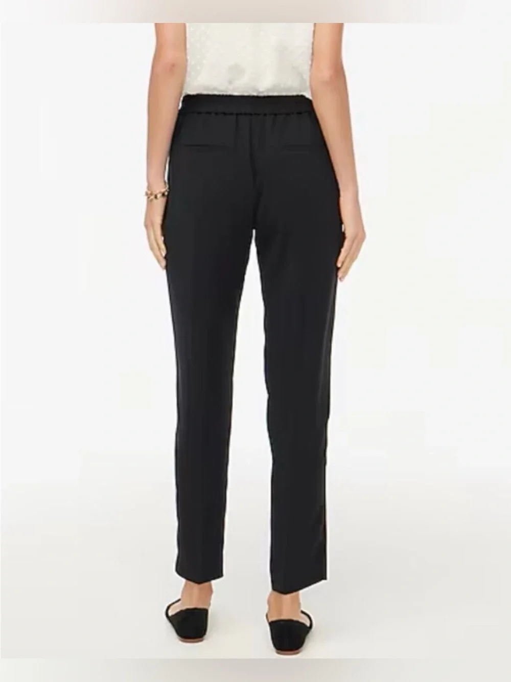 J. Crew Black Jamie Chino Pants Trousers Pull On Elastic Waist Classic Office 6